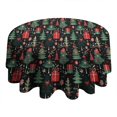 thumbnail image 4 of Dark Christmas Tree and Gift Pattern Round Tablecloth 60"x60",Wrinkle Wipeable Table Cloth for Kitchen Dining Room Picnic Patio Party, 4 of 6