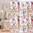 thumbnail image 4 of Floral Herbs Shower Curtain Red Flower Rustic Garden Nature Plant Shower Curtains for Bathroom Wildflower Botanical Waterproof Polyester Fabric Set with Hooks, 72x72 Inch, 4 of 6