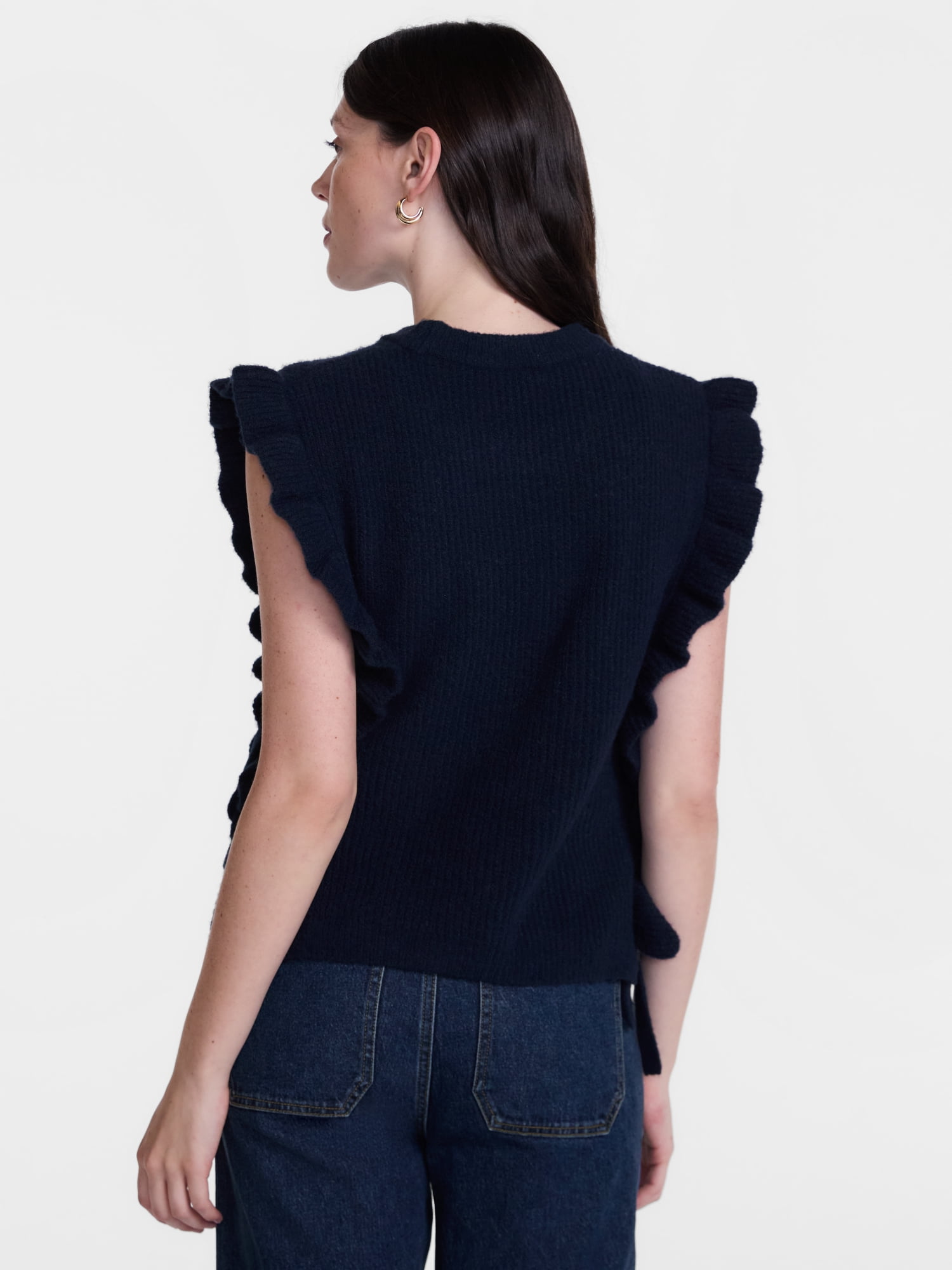 Scenario Women's Ruffle Sweater Vest, Sizes S-XXXL
