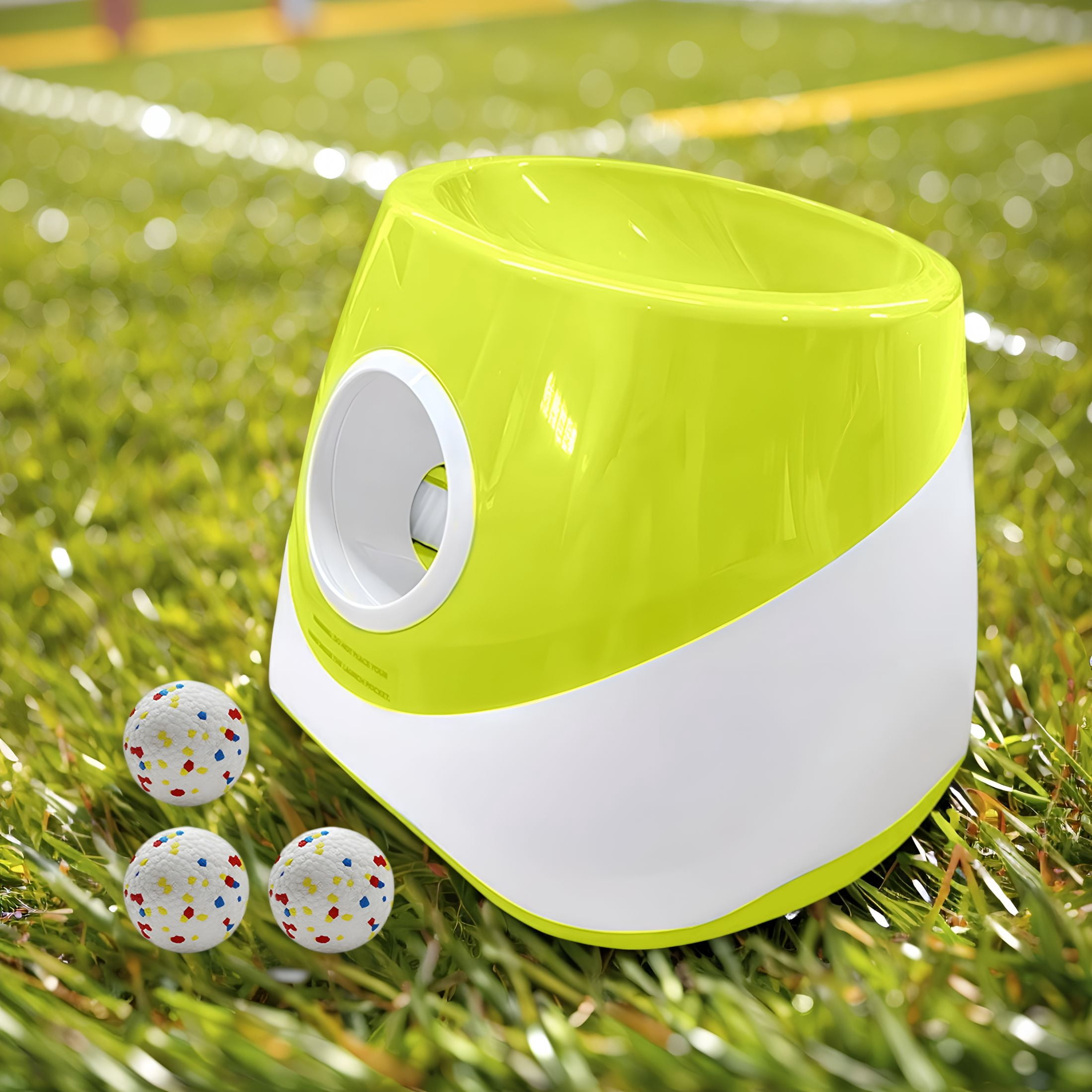 BESTSKY Upgraded Automatic Ball Launcher for Dogs – Rechargeable Interactive Dog Fetch Toy with 3 Balls, Adjustable Launch Distance, Infrared Sensor Dog Ball Thrower for Dogs（Lime Green）