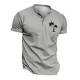 thumbnail image 4 of Men's Henley T-Shirts Summer Stylish Palm Tree Print Button Up Short Sleeve Tees Classic Muscle Fit Athletic Pullover Tops Z001-Light Gray M, 4 of 4