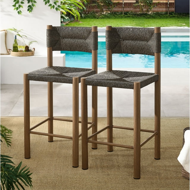 Modway de 2 Tabouret de Bar pour Mobilier de Patio Extérieur Parkland, Noyer