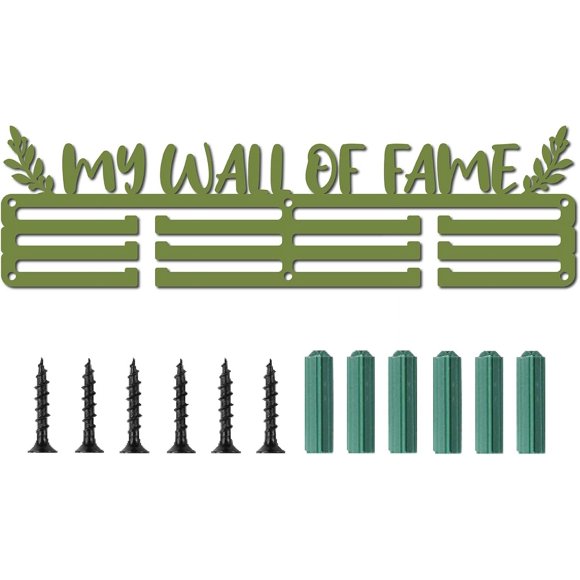 Medal Holder Sport Medals Display Wall Mount Hanger for Badge 3 Rung Medalist Runner Running Soccer Swim Gymnastics Over 60 Medals Games 15.7inch Green- My Wall of Fame