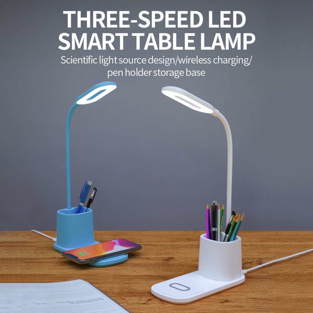LED Desk Lamp with Wireless Charger, USB Charging Port, Table Lamp with 3 Lighting Modes, Touch Control, Auto-Off Timer, Dimmable Eye-Caring Desk Light with Adapter, Black