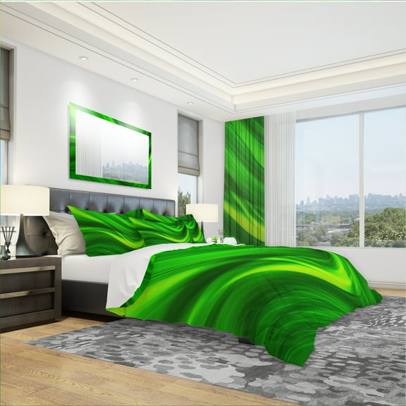 Designart 'Green Laser' Modern & Contemporary Duvet Cover Set
