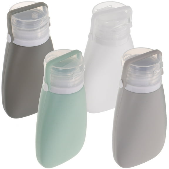 AURARMLET Travel Size Reusable Silicone Bottles Oval Shaped Containers for Body Wash, Shampoo, Lotion, and Toiletries