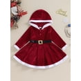 thumbnail image 2 of Wassery Little Girls Christmas Dress Clothes 6M 1T 2T 3T 4T Kids Girls Long Sleeve Round Neck Plaid Hooded Party Dress Christmas Holiday-themed Clothing for Toddler Girls, 2 of 8