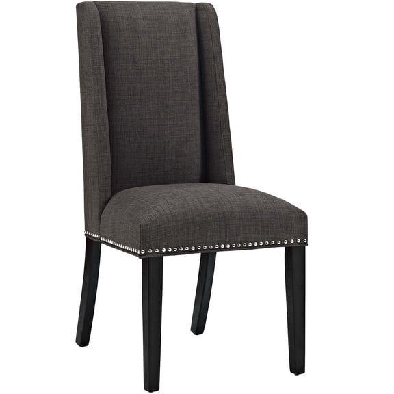 Maklaine 20.5" Solid Rubberwood and Polyester Fabric Dining Chair in Brown