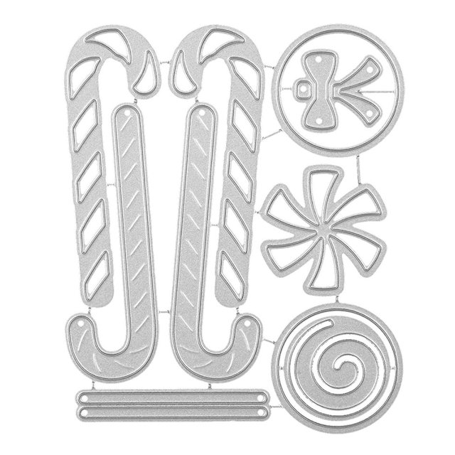 Matsuzay Kit de troqueles de grabado en relieve de papel de acero al carbono con molde de cuchillo de corte de palo de caramelo de Navidad DIY Artesanía