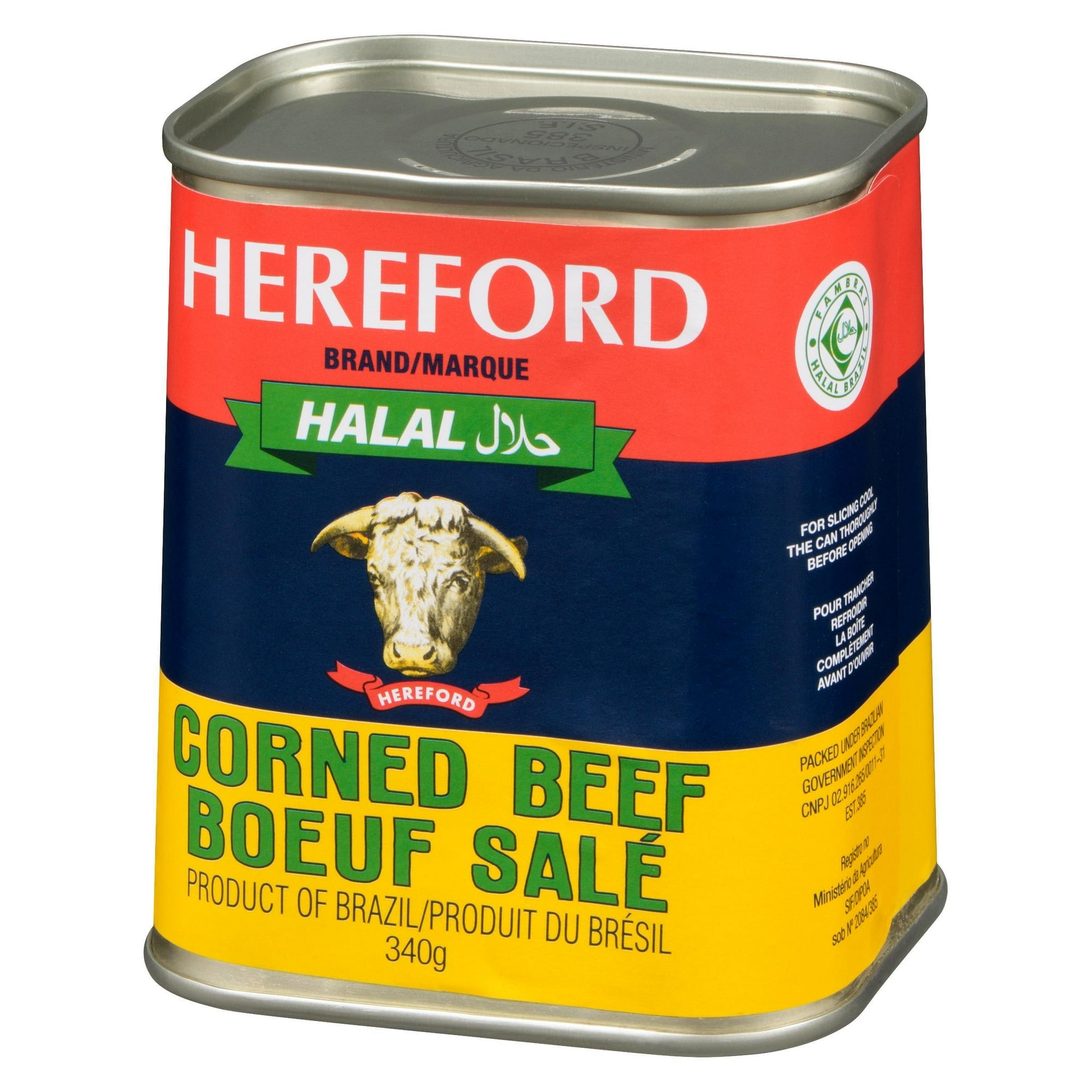 Hereford Corned Beef HALAL, 340g.  HALAL certified.