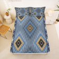 thumbnail image 5 of jejeloiu Aztec Geometric Rhombus Bed Sheets,Western Cowboy Tribal Full Size Sheets For Boys,Blue Beige,4 Pieces,1 Flat Sheet, 1 Fitted Sheet and 2 Pillowcases, 5 of 6