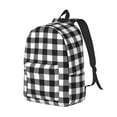 thumbnail image 2 of Balery Black White Plaid Vintage Canvas Backpack for Men and Women - Large Capacity, Durable Travel Laptop Bag for School, Work, Hiking, and Outdoor Activities, 2 of 7