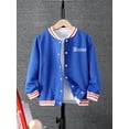 thumbnail image 3 of Boys Casual Loose Fit Baseball Jacket, Letter Graphics Jacquard Button-Down Coat Outerwear For Fall Winter Sizes 7-15, 3 of 9