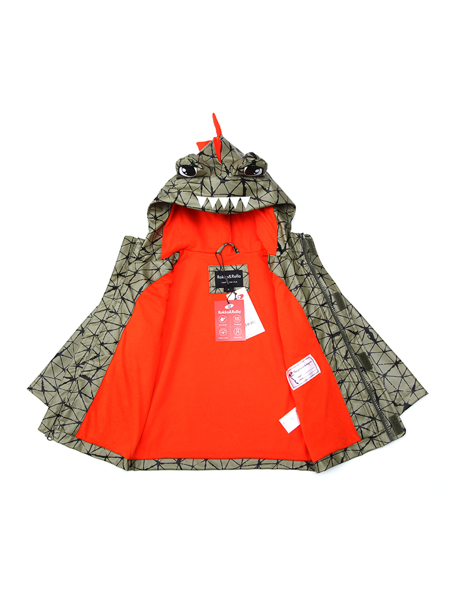 Rokka&Rolla Toddler Boys' Rain Coats Dinosaur Jackets, Sizes 2T-7 - image 4 of 11