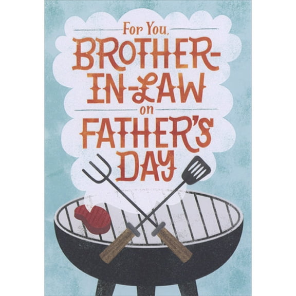 Designer Greetings Single Steak on Grill with Criss Crossed Spatula and Fork Father's Day Card for Brother-in-Law