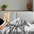 thumbnail image 3 of Occult Soft Flannel Fleece Blanket, Moon Inside the Sun with Stars Alchemy Clandestine Esoteric Solar Crescent Artwork, Cozy Plush for Indoor and Outdoor Use, 50" x 60", Black Grey, by Ambesonne, 3 of 5