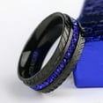 thumbnail image 6 of Black Gold Plated 8mm Titanium Steel Mens Ring Men Wedding Band Blue AAA CZ Man Ring, 6 of 6