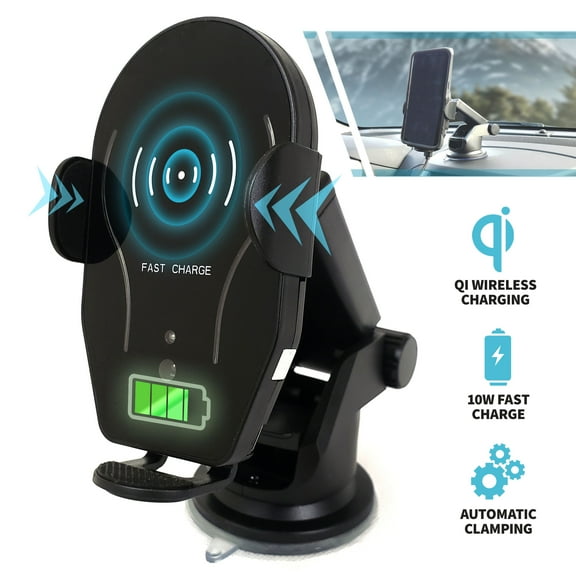 Qi Wireless Car Charger, Auto-Clamp 10W Qi Fast Charging Car Mount, Windshield Dash Air Vent Phone Holder Compatible iPhone 11/11 Pro/11 Pro Max/Xs MAX/XS/XR/X/8/8 , Samsung S10/S10 /S9/S9 /S8/S8 
