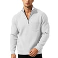 thumbnail image 6 of Jopfuhed Sweatshirt for Men Plus Size Solid Color Casual Stand Collar Quarter Zip Sweatshirt with Pocket Loose Long Sleeve Corduroy Pullover Tops,Sizes S-5XL, 6 of 10