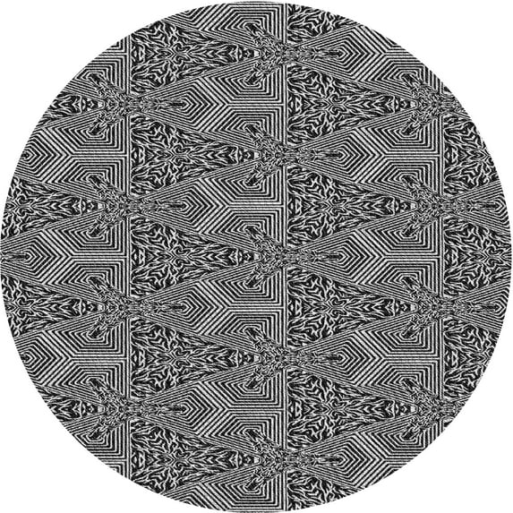 Ahgly Company Indoor Round Patterned Midnight Gray Area Rugs, 8' Round