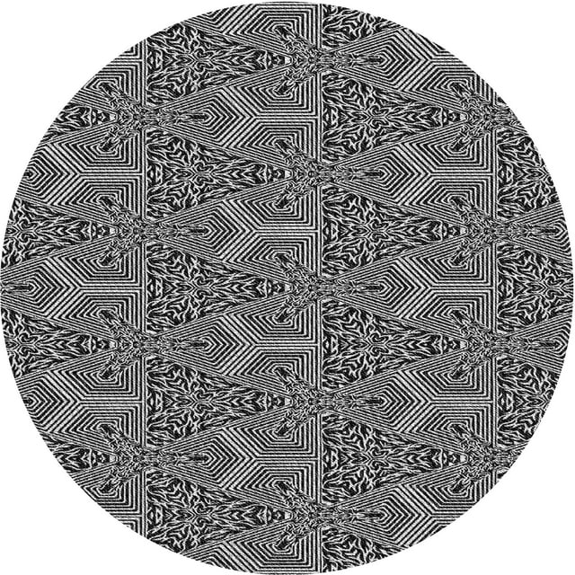Ahgly Company Tapis Rond Lavable en Machine Intérieur Transitionnel Gris Minuit, 5 Pieds Rond