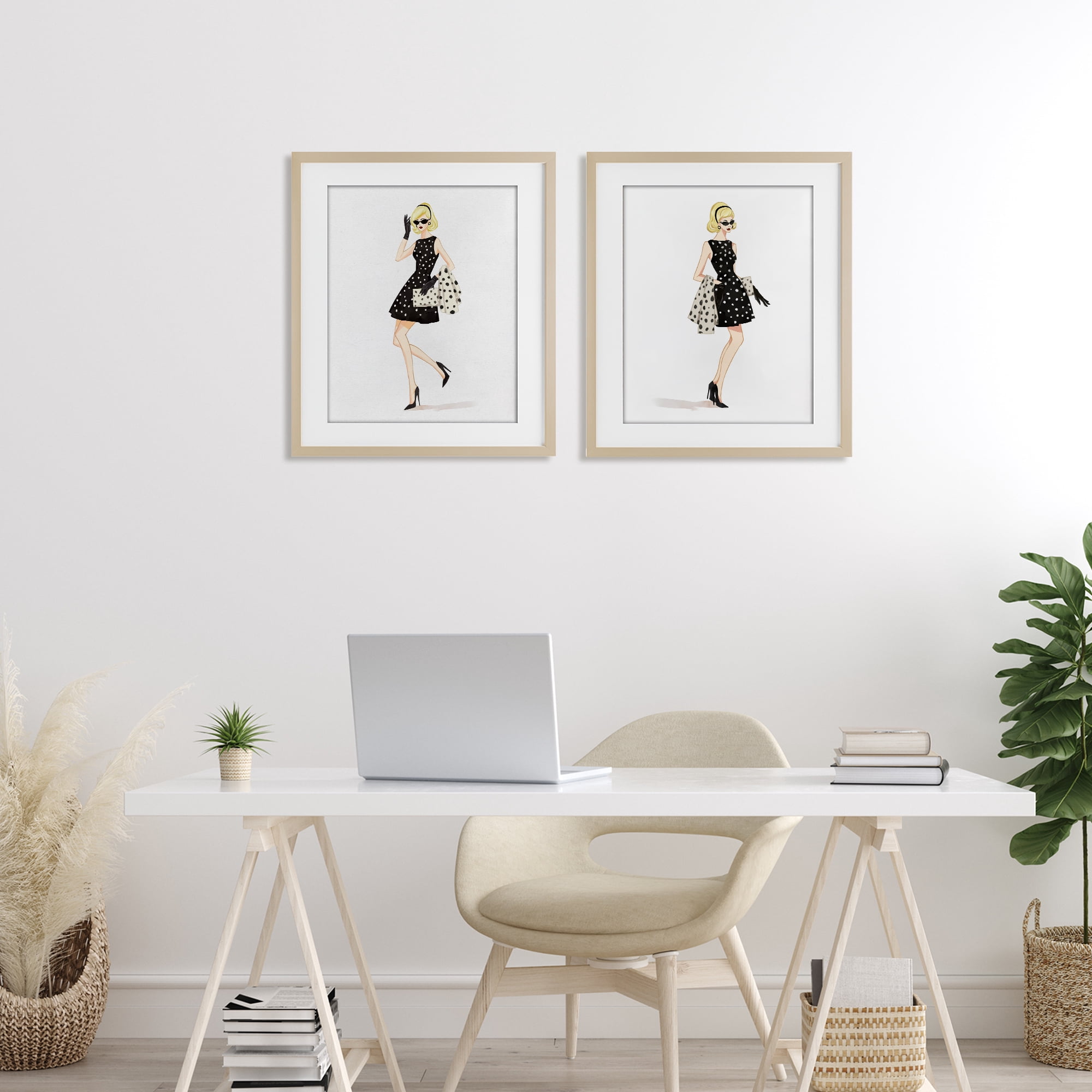Stupell Industries Retro Glam Female 2 Piece Birch Framed Print Under Glass Set, design by Ziwei Li
