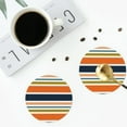 thumbnail image 5 of Balery 6 Pcs Colorful Pastel Stripesleather Coasters Set, Drink Table Cup Coasters For Living Room Kitchen Coffee Decor, 5 of 9