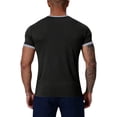 thumbnail image 3 of Mens Short Sleeve T-Shirts Crewneck Casual Cotton Shirt Contrast Collar Summer Basic Tops,Black L, 3 of 4