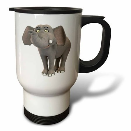 

3dRose A baby cartoon elephant smiling Travel Mug 14oz Stainless Steel