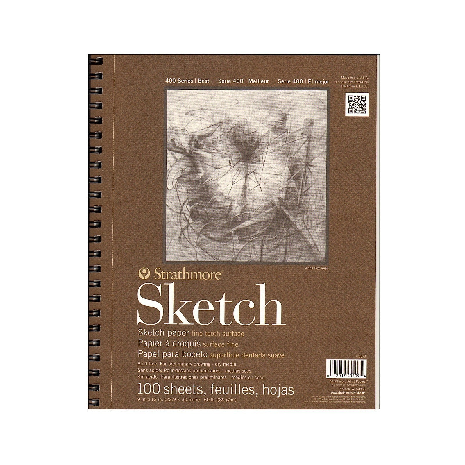 Strathmore 400 Series 9" x 12" Spiral Bound Sketch Pad 100 Sheets/Pad 2/Pack (55621-PK2)