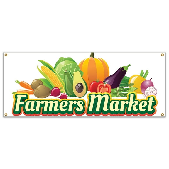 SignMission B-Farmers Market19 48 in. Farmers Market Banner with Concession Stand Food Truck Single Sided