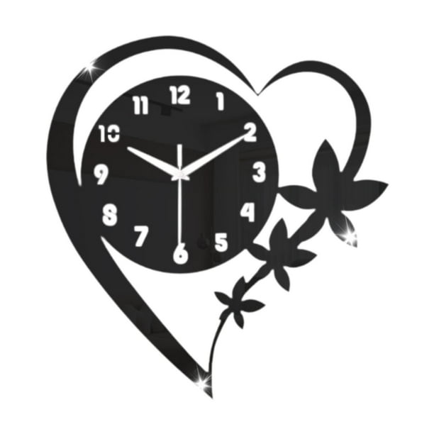 Reloj de pared acrílico decorativo, adorno de moda, regalo, silencioso, sin tictac, simple y creativo. Negro