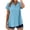 Sky Blue, variant on Kukoosong Women's Classic Polo Shirts Solid Color Short Sleeve Notch Neck with Button Placket for Summer Tennis and Sports, Casual and Preppy Polos for Women