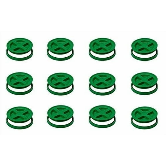 Set of 12 Green Gamma Seal Lids - Leak-Proof, Twist-Lock Tops for 3.5 to 7 Gallon Buckets