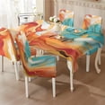 thumbnail image 2 of TSOVTHRID Orange Green Marble Print 5-Pc Tablecloth and Chair Covers Set, Stretch Spandex Table Cover and Chair Slipcovers Stretch Seat Protector for Home Hotel Banquet Decor, 2 of 7