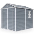 thumbnail image 6 of Asofer 8' x 6' Outdoor Storage Shed, Heavy-Duty Plastic Shed with Floor, Resin Shed with Window, Gray, 6 of 7
