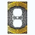 thumbnail image 2 of Metal Light Switch Plate Cover Yellow Black Mandala Circle Pattern MDL004, 2 of 13