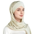thumbnail image 2 of Ediodpoh Head Scarf with Double Layer Tie Front and Integrated Cap Soft and Comfortable for Daily Wear Beige, 2 of 3