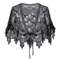 thumbnail image 2 of HNMKIU Formal Wrap Shawl for Women Shawl Wrapped Sequin Evening Dress Bride's Prom Thin Sheer Cover Up Elegant Wedding Party Accessory Black,One Size, 2 of 4