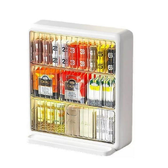 SYSYLY Coffee Pod Holder, Holds Multiple,Wall Mounted , No Drill, Pre-Installed Adhesive, White, Plastic, 3-Tier