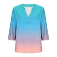 thumbnail image 5 of Women's Plus Size V Neck 3/4 Sleeve Blouse Tops Shirts Tunics Floral Print Loose Fit Casual Daily Wear Work Office Vacation Fashion Essential Gift for Women | Sopatenor,Sky Blue XL, 5 of 8