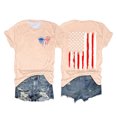 thumbnail image 2 of Hauts d'Été pour Femmes Jour de l'Indépendance Drapeau Col Rond Imprimé Lettre Manches Courtes T-Shirts pour Femmes Beige TG, 2 of 4
