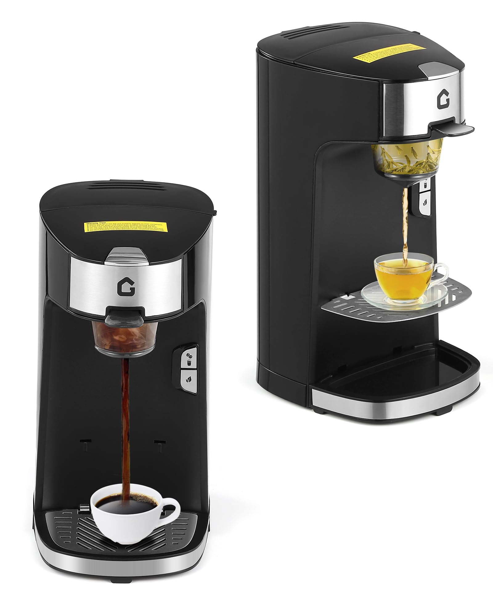 Soonbuy Single Serve Coffee Maker, Small K Pod Machine for Capsule, Ground Coffee & Tea Bag, Hot & Iced Brewer with 18.6oz Water Tank, Adjustable Drip Tray, 2 Brewing Modes