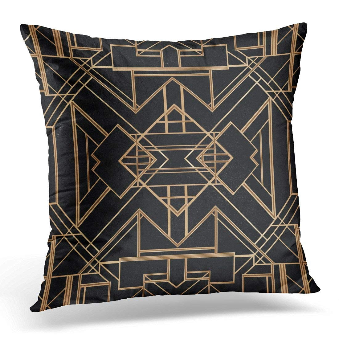 Erehome Black 1920 Style Geometric Pattern Gold Pillows Case 20x20 Inches Home Decor Sofa Cushion Cover