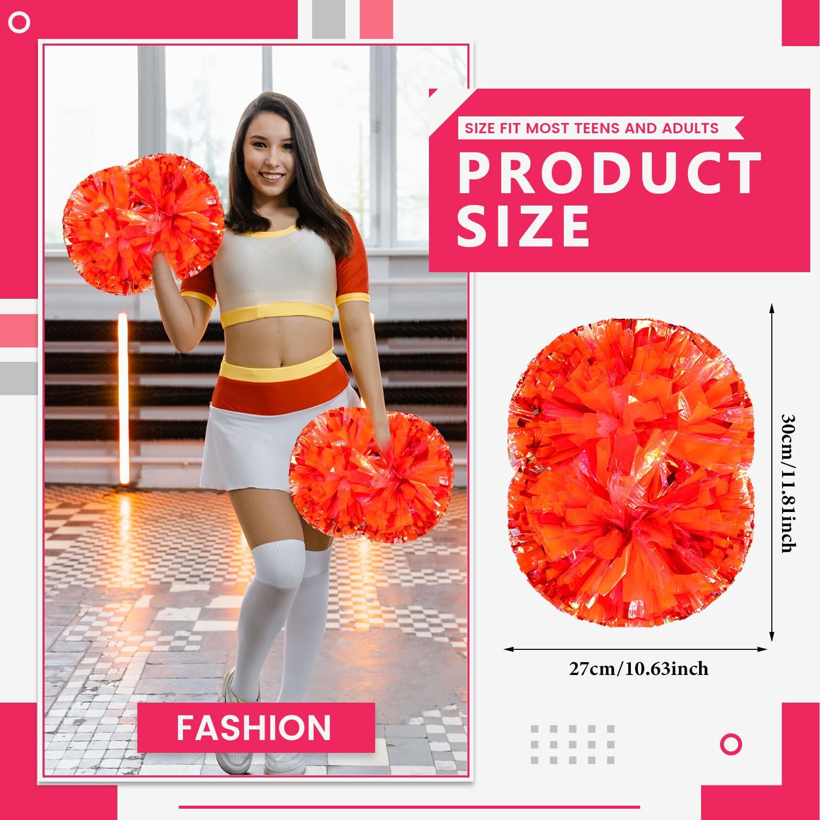 12 Pcscheerleading poms,pom poms Cheerleading with Handle Style Cheer Pom Pomsfor Dance, Matches