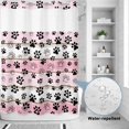 thumbnail image 4 of No Hook Shower Curtain with Built-in Rings - Farmhouse Vintage Washable Waterproof Fabric Bathroom Curtains for Hotel,Rentals, 72X 96 Inch Extra Long , Pet Dog Paws Wood Texture Pink Black, 4 of 9