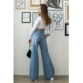 thumbnail image 5 of KHAKI & BLUE Women's Denim Pants High Waisted Destructed Distressed Super Wide Leg Casual Stretch Comfy Jeans 78983Z-DM876 LT 11, 5 of 6