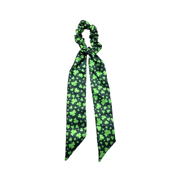 St. Patrick's Day Hair Scarf Scrunchie Green Shamrock Elastic Hair Scrunchies for Women Ponytail Holder Hair Accessories