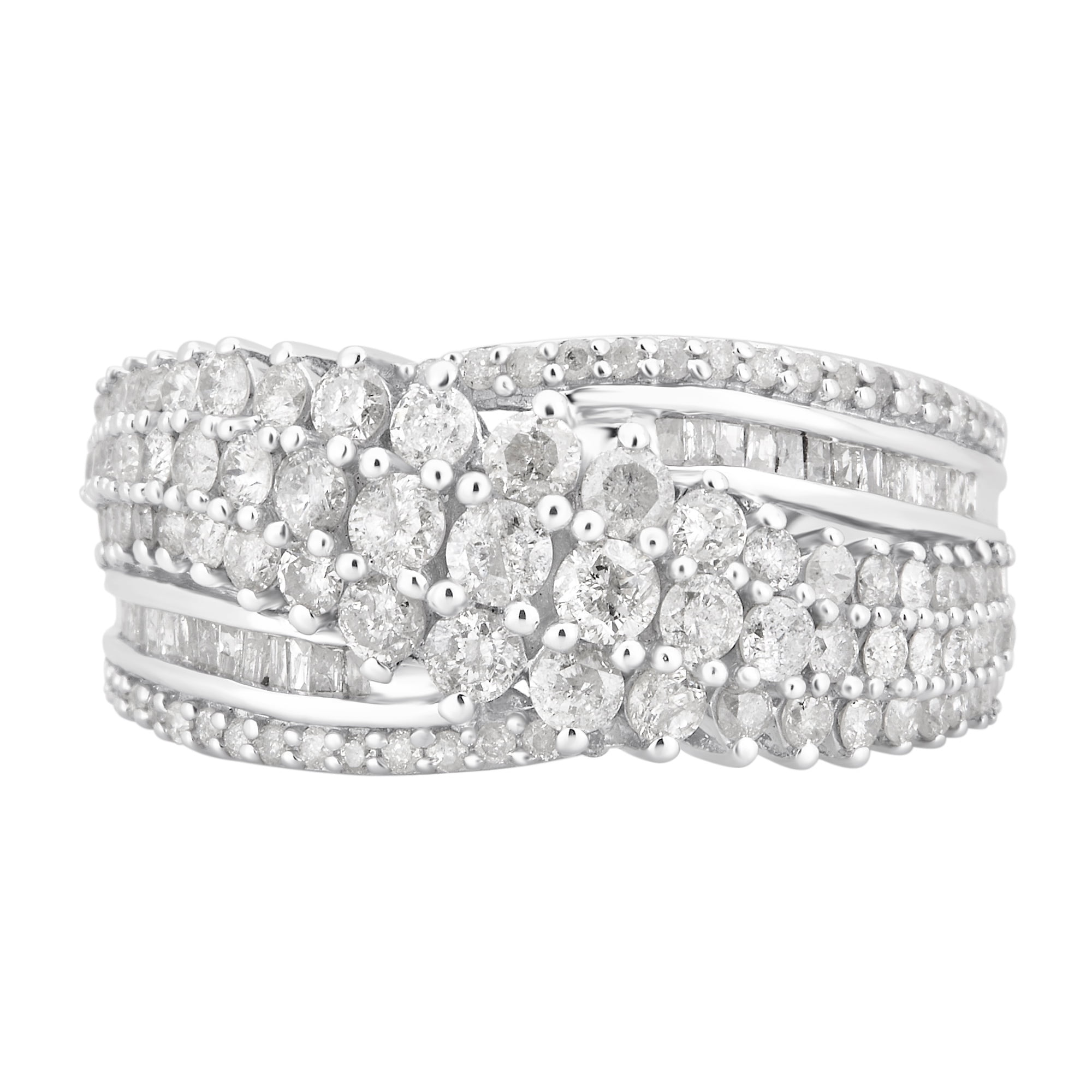 Arista 1 1/2 Carat T.W Diamond Multi Row Anniversary Ring in Sterling Silver (I-J, I2-I3)