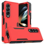 Galaxy Z Fold 4 Case, Allytech Military Grade Protective Anit-Scratch Shockproof Drop Proof Bumper Defender Back Cover Case for Samsung Galaxy Z Fold 4 5G - Red